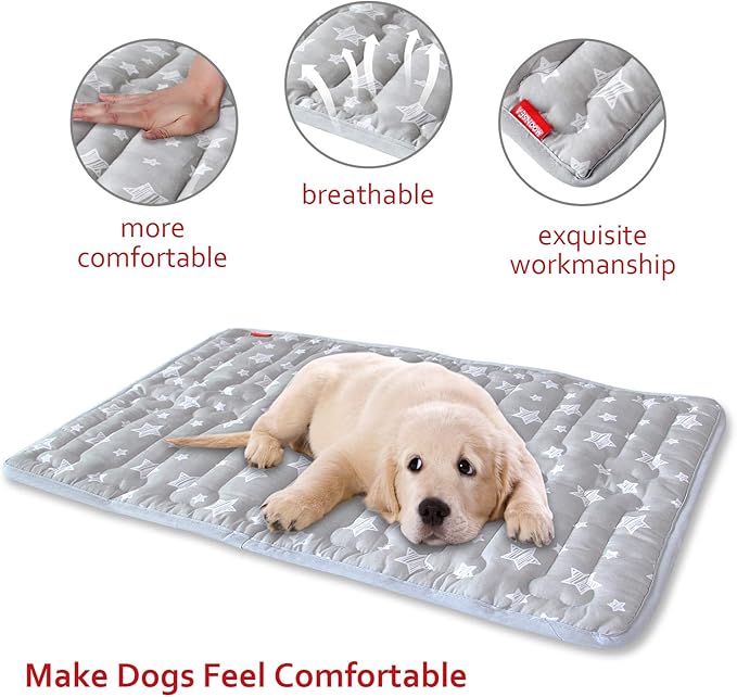 Dog Crate Mat (24" X 18"), Soft Dog Bed Mat with Cute Prints, Personalized Dog Crate Pad, Anti-Slip Bottom, Machine Washable Kennel Pad