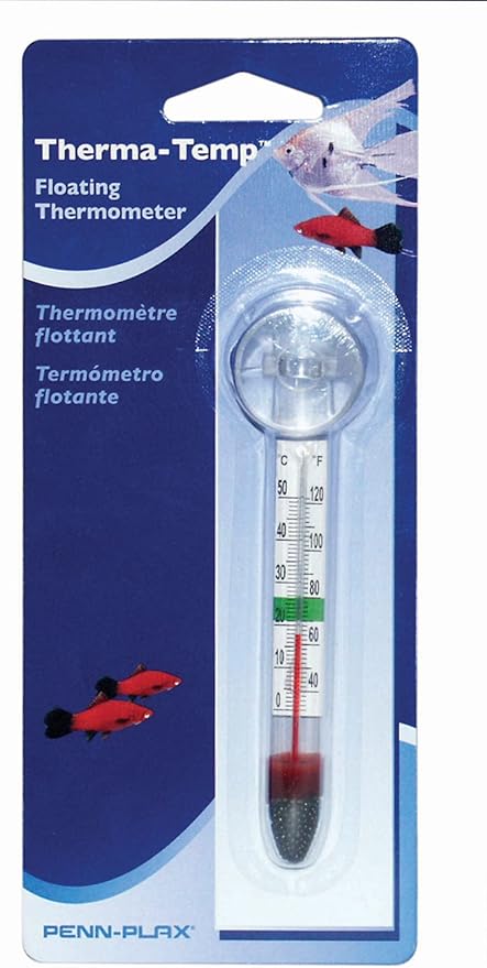 PENN-PLAX Therma-Temp Floating Aquarium Thermometer – Mercury Free – Safe for Freshwater and Saltwater Fish