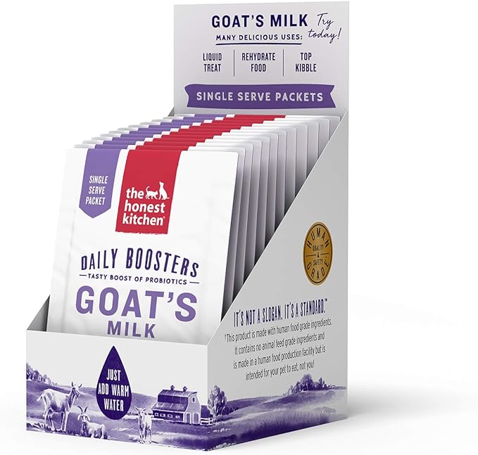 The Honest Kitchen Daily Boosts: Instant Goat's Milk with Probiotics for Cats and Dogs, 12 Pack of 5g Sachets