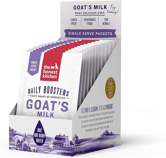 The Honest Kitchen Daily Boosts: Instant Goat's Milk with Probiotics for Cats and Dogs, 12 Pack of 5g Sachets