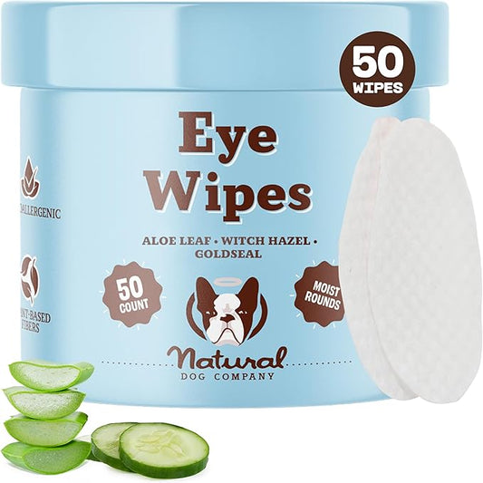 Natural Dog Eye Wipes for Dogs -50 Cnt- Soothing Dog Eye Wipes with Natural, Non-Irritating Ingredients Green Tea & Goldenseal, Effective Dog Tear Stain Remover Wipe & Dog Eye Gunk Remover Wipe, Vegan