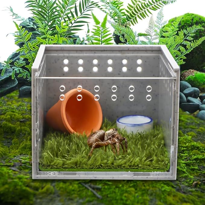 Clear Viewing Degree Jumping Spider Enclosure Tarantula Feeding Box with Acrylic Panel for Spider Tarantula Insect (3.34" x 3.34" x 2.55")