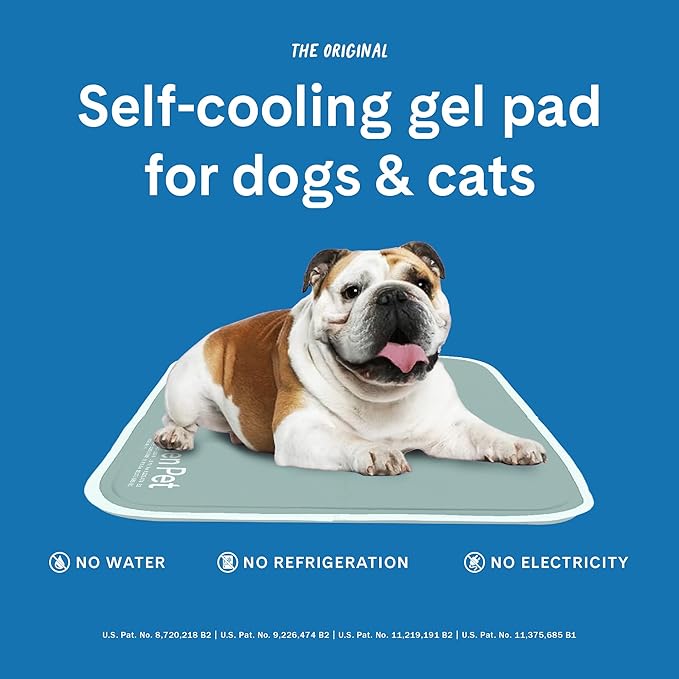 The Green Pet Shop Dog Cooling Mat, Medium - Pressure Activated Pet Cooling Mat for Dogs and Cats, for Medium Sized Pets (21-45 Lb.) - Non-Toxic Gel Dog Cooling Pad, No Water Needed - Sage Grey