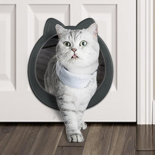 Large Cat Door Interior Door, No-Flap Cat Door for Interior Door, Pet Door for Cats, Easy DIY Setup, No Training, Up to 22 LBS, Easy to Install(Smoky Gray)