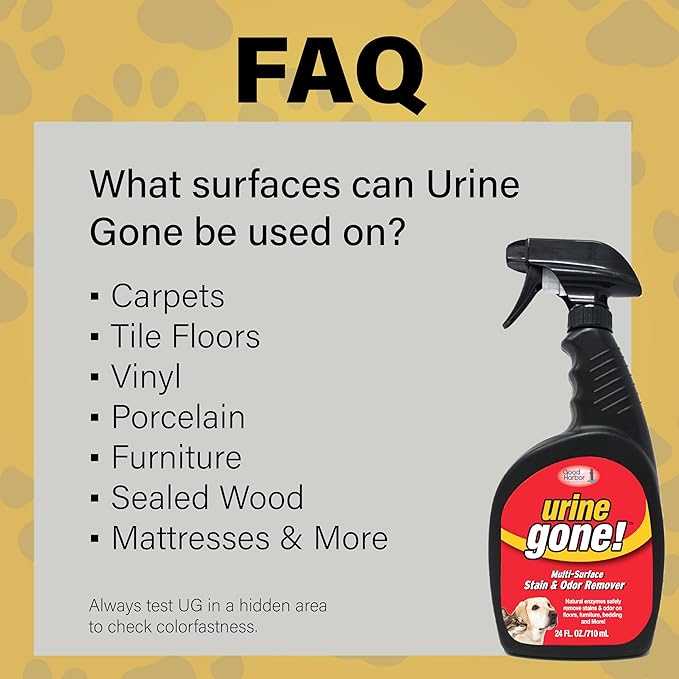 Urine Gone Stain & Odor Eliminator: Professional Strength Fast Acting, Enzyme Based Home Cleaning Solution for Carpet, Stain Remover for Cat Urine & Dog Pee