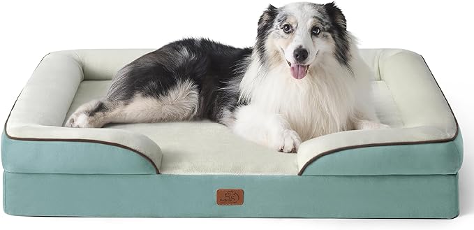 Bedsure Orthopedic Dog Bed for Extra Large Dogs - XL Washable Dog Sofa Beds Large, Supportive Foam Pet Couch Bed with Removable Washable Cover, Waterproof Lining and Nonskid Bottom, Washed Blue, 42"