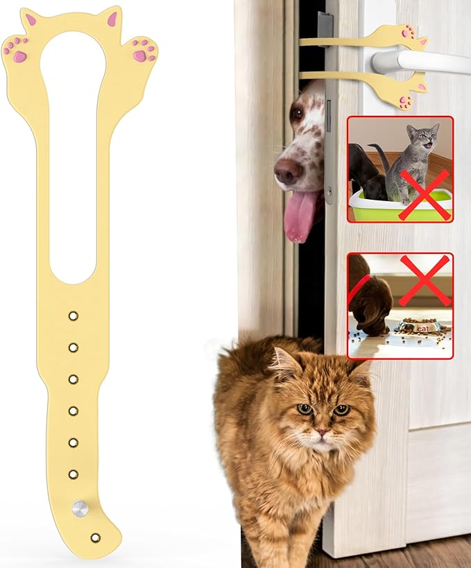 Cat Door Latch Holder,【8 Adjustable Sizes】 Stronger Flex Cat Door Stopper, Keep Door Open 1.5" to 8", Let's Cats in and Keeps Dogs Out of Litter & Food, No Tool Required & No Wall Damage