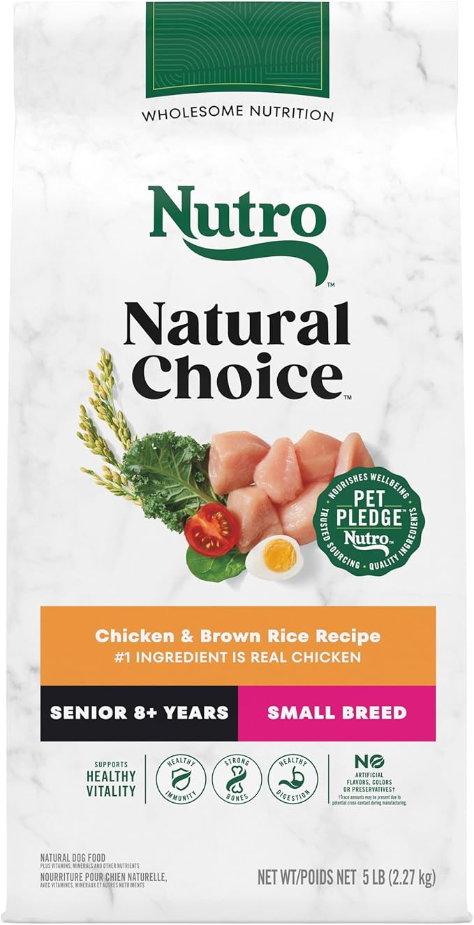 Nutro Natural Choice Senior Small Breed Dry Dog Food, Chicken and Brown Rice Recipe, 5 lbs.