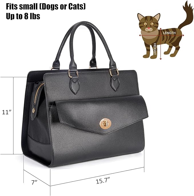 Stylish Pet Carrier Purse Leather Bag for Small Dogs Cats Puppy,Airline Approved Soft-Sided Carriers