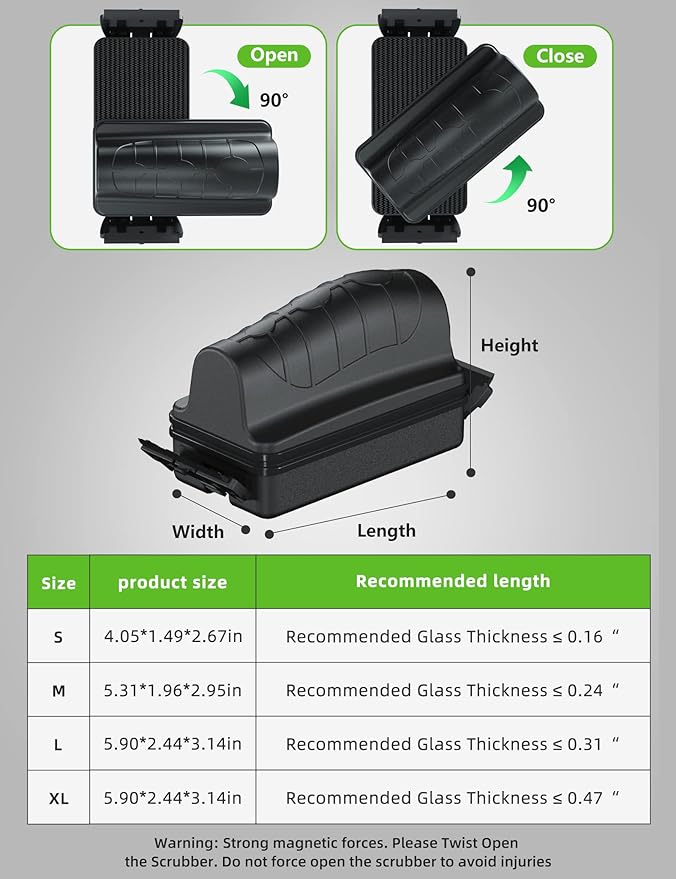 Jasonwell Magnetic Aquarium Fish Tank Cleaner Magnet Scraper for Glass Aquariums Cleaning Tools Scrubber Floating Brush (L)