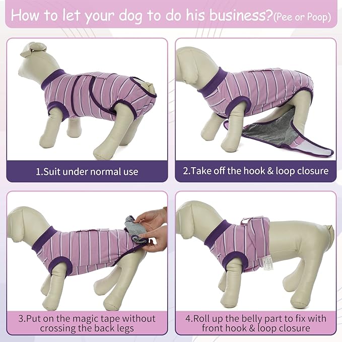 Kuoser Dog Surgery Suit, Surgical Onesie for Dogs Female Spay, Soft Dog Recovery Suit Male Neuter, Pet Abdominal Surgery Shirt Dog Body Suits After Surgery Wear, Anti Licking Dog Cone Alternative, XL