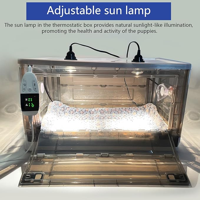 Incubator for Puppies,Kitten Incubator with Heating,Puppy Incubator for Dogs, Incubator for Newborn Puppies and Kittens，Small Mammal Incubator (85L)