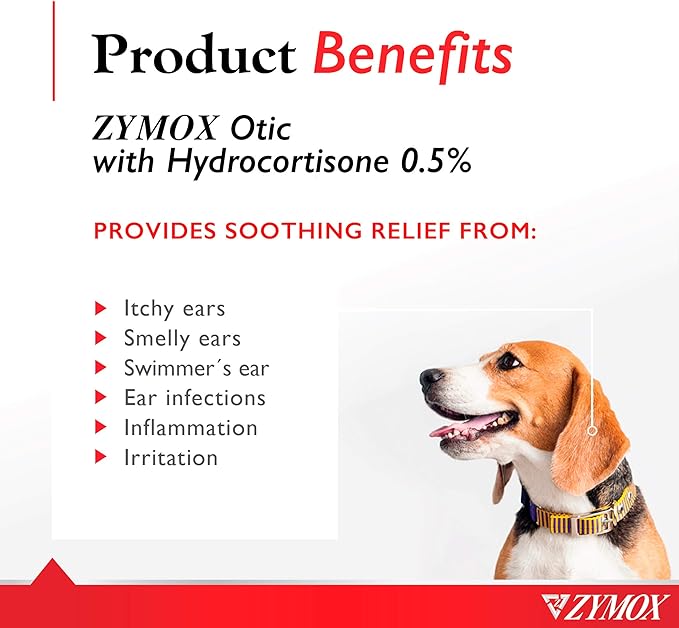 ZYMOX Enzymatic Ear Solution with 0.5-Percent Hydrocortisone, for Dog & Cat, 1.25 oz