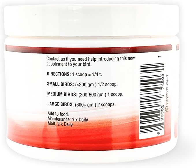 FeatherUp! Bird Vitamins with Biotin for Beautiful Plumage - Feather Growth Supplements for Parrots - 90 gm - 240 Servings
