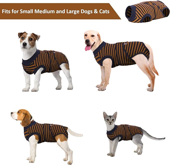 Kuoser Recovery Suit for Dogs Cats After Surgery, Professional Pet Recovery Shirt Dog Abdominal Wounds Bandages, Substitute E-Collar & Cone,Prevent Licking Dog Onesies Pet Surgery Recovery Suit