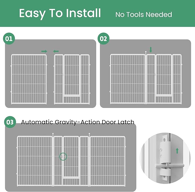 Simple Deluxe Dog Playpen, 40" Height 8 Panels Fence with Anti-Rust Coating, Metal Heavy Portable Foldable Dog Pen for Medium/Large Dogs RV Camping, White