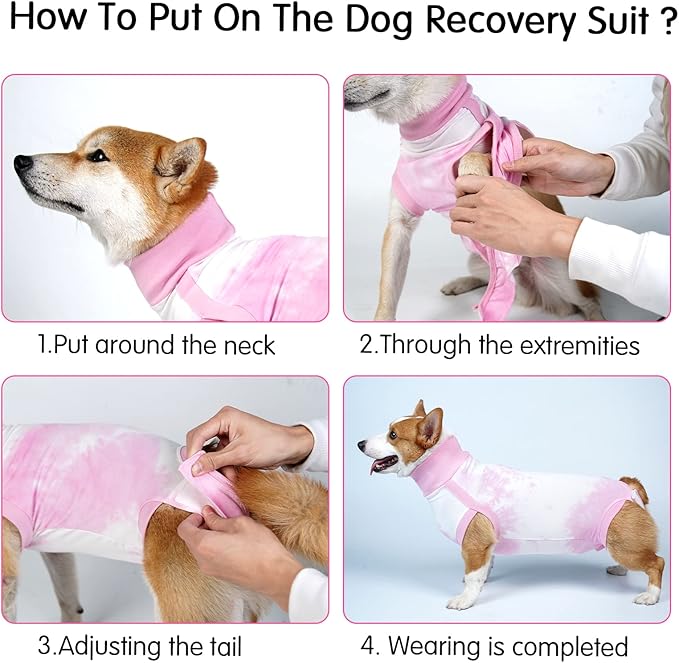 Dotoner Dog Recovery Suit Tie-Dye Pet Recovery Shirt Surgery Suit for Male Female Dogs Alternative E-Collar&Cone Protecting Abdominal Wounds Skin Disease Prevent Licking Wounds Dog Onesies