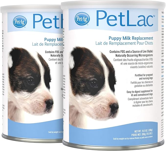 Pet-Ag PetLac Powder for Puppies - 10.5 oz, Pack of 2 - Puppy Milk Replacement Powder for Puppies Newborn to Six Weeks Old - Easy to Digest