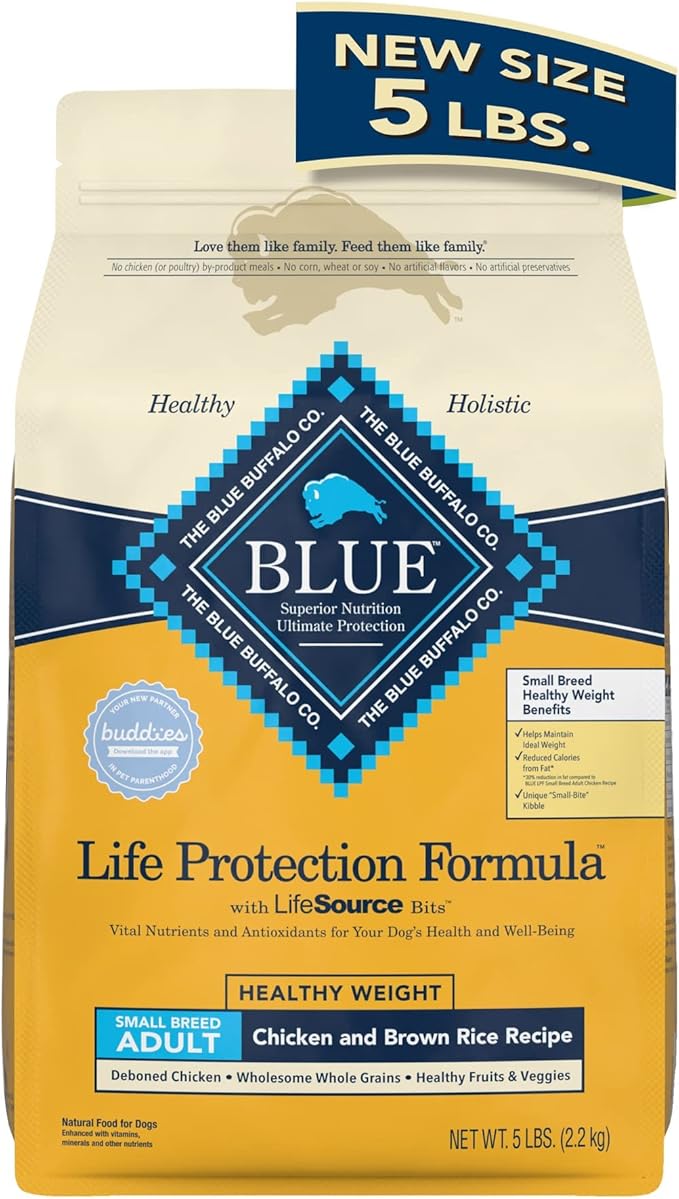 Blue Buffalo Life Protection Formula Healthy Weight Small Breed Dry Dog Food, Supports an Ideal Weight, Made with Natural Ingredients, Chicken & Brown Rice Recipe, 5-lb. Bag