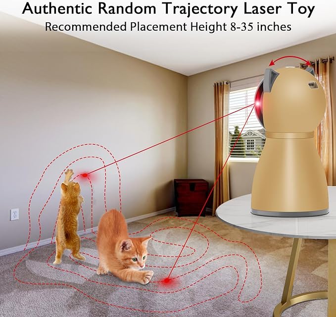 Interactive Cat Laser Toy Automatic for Indoor Cats, [2024 Newly Upgraded] Real Random Trajectory Rechargeable Laser Pointer Cat Toys for Indoor Cats/Kittens/Dogs