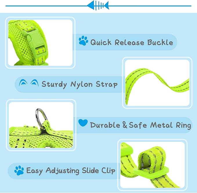 Supet Cat Harness and Leash Set for Small to Large Cats Adjustable Cat Vest Harness with Reflective Trim Universal Cat Leash and Harness for Cats/Puppies Outdoor Walking