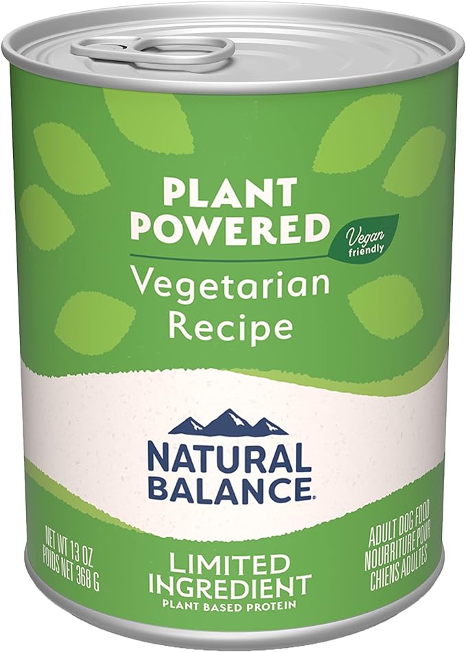 Natural Balance Limited Ingredient Adult Wet Canned Dog Food with Vegan Plant Based Protein and Healthy Grains, Vegetarian Recipe, 13 Ounce (Pack of 12)