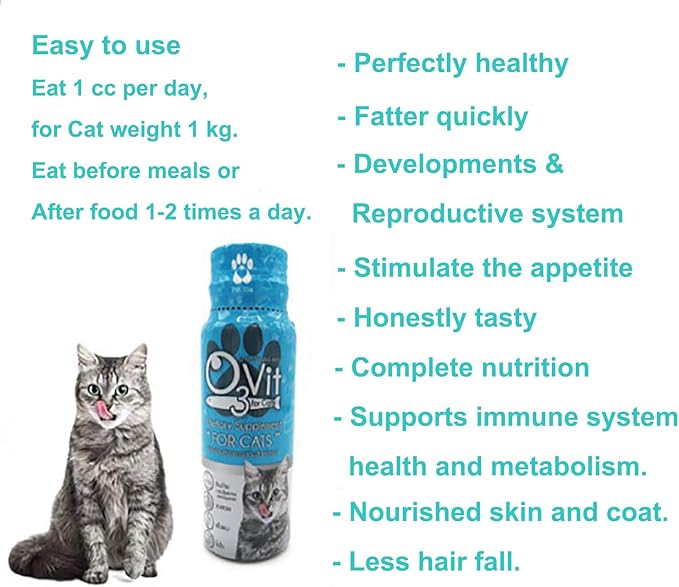 X2 Pcs(100ml) Multivitamin Daily Essential Cat Food Vitamins & Minerals Omega3, Helps Support Health, More Fat, Digestion, Skin, Coat, Allergy Immune Supplement Nourished Blood & Eye