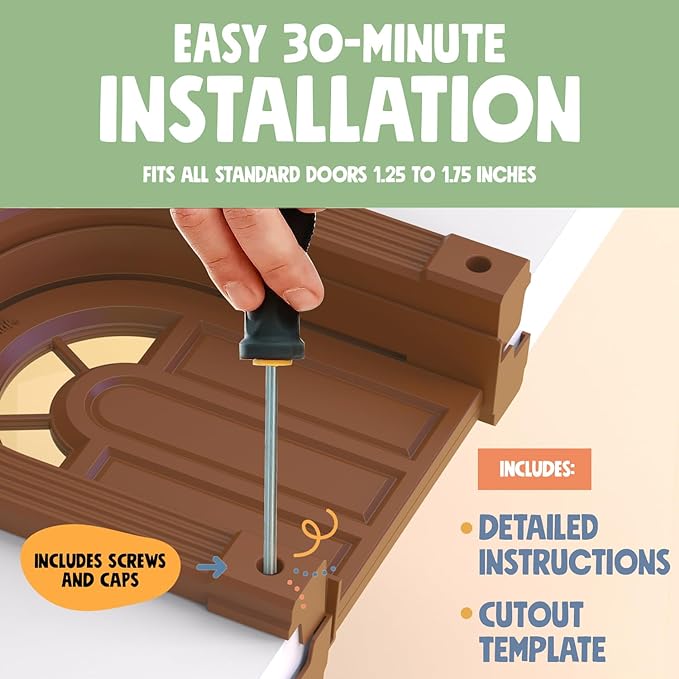 Cat Door Interior Door - No-Flap Cat Door for Interior Door, Cat Door Interior Door for Cats Up to 20 lbs, Easy DIY Setup, Secured Installation in Minutes, No Training Needed…