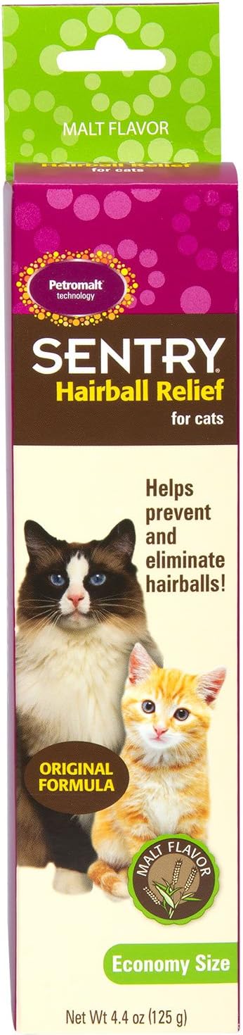 Sentry Hairball Relief for Cats,Malt Flavor,4.4 Ounces and Vet’S Best Cat Hairball Relief Digestive Aid | 60 Chewable Tablets