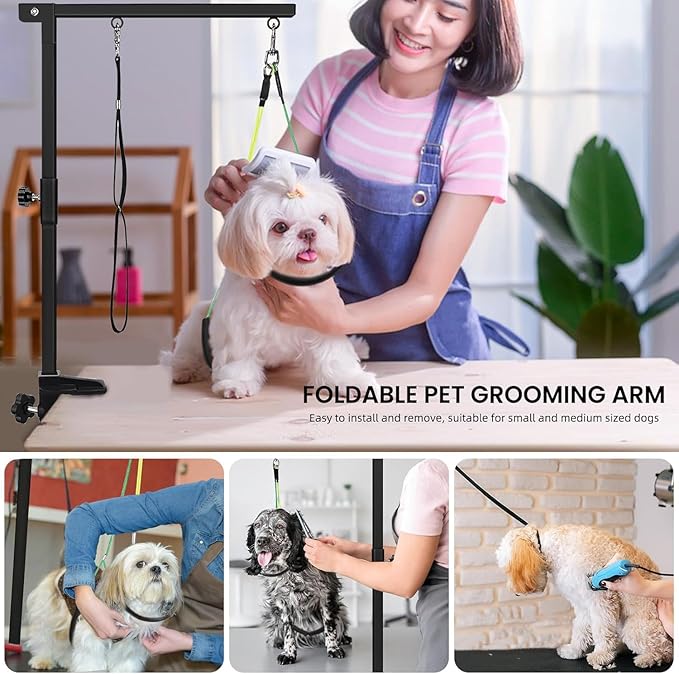 Dog Grooming Table Arm - 37" Dog Grooming Table Arm Dog Grooming Stand with Loop Noose Foldable Dog Grooming Harness for Small Medium Dogs #9