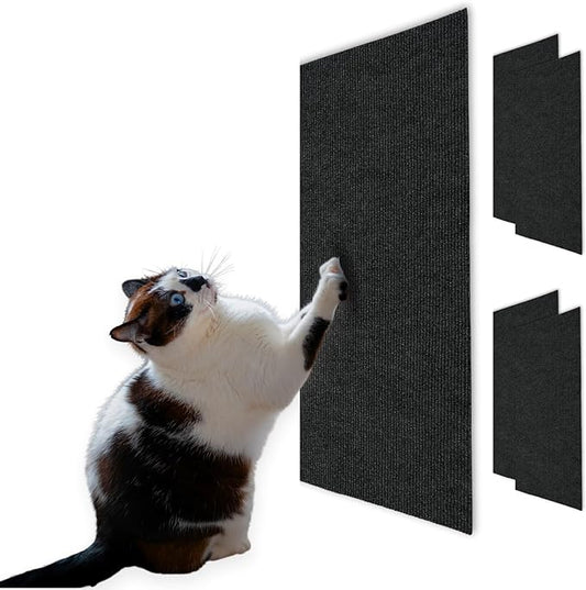 Cat Scratch Mat (5 Pack), 23.6’’ x 11.8’’ Versatile Self-Adhesive Replacement Easy Use for Cat Trees, Cat Wall Furniture, Scratching Posts, and Couch Protection (Black)