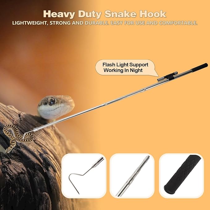 Snake Catcher Tongs Grabber Hook Stick Handling Tool Kit for Rattlesnakes Python Copperhead Reptile Removal- 59 inch