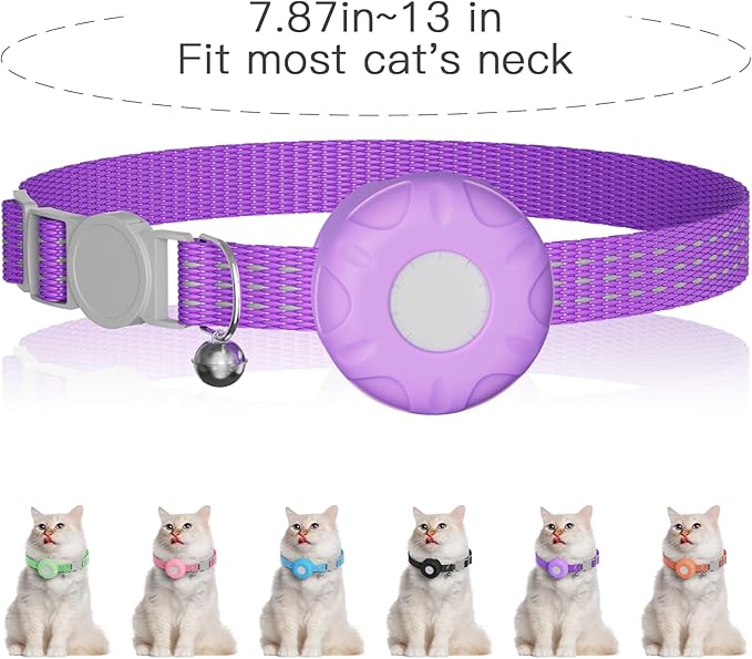 Cat Tracker,Pet Tracker for Cats (Only iOS),Waterproof Tracker Cat Collars with Safety Elastic Buckle,Works with Any Collar,No Monthly Fee,Compatible with Apple Find My App