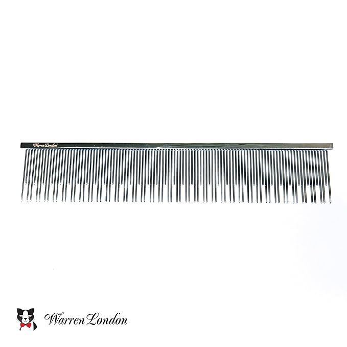 Warren London Carding Cat Comb | 7.5 inches made with Copper | Rounded Tips Prevent Irritation | Dual Tooth Design for Short & Long Hair removes Mats and Tangles