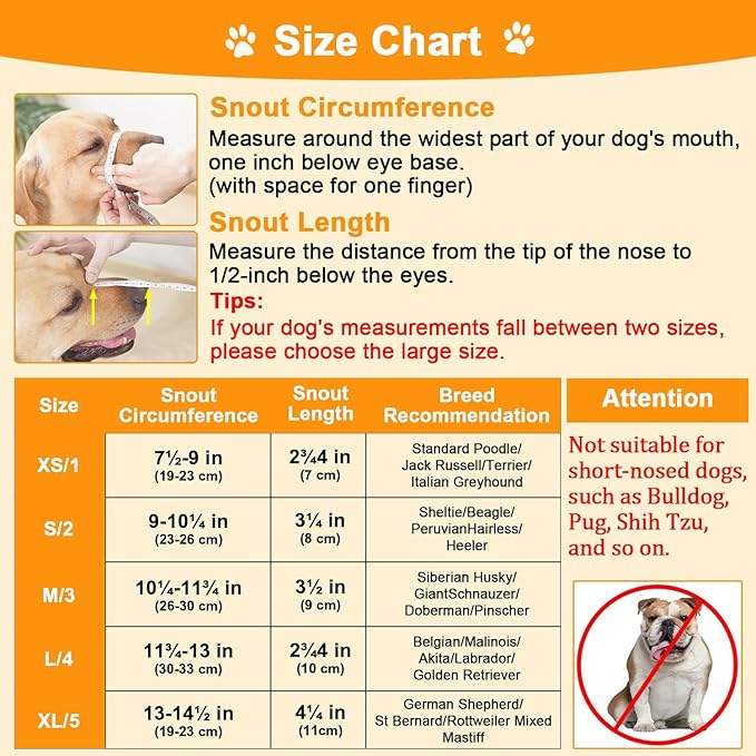 Mayerzon Dog Muzzle, Breathable Basket Muzzles for Small, Medium, Large and X-Large Dogs, Stop Biting, Barking and Chewing, Best for Aggressive Dogs