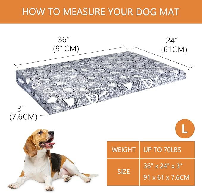 VANKEAN Dog Crate Mat Reversible Cool and Warm, Stylish Dog Bed for Crate with Waterproof Inner Linings and Removable Machine Washable Cover, Firm Support Dog Pad for Small to XX-Large Dogs, Grey