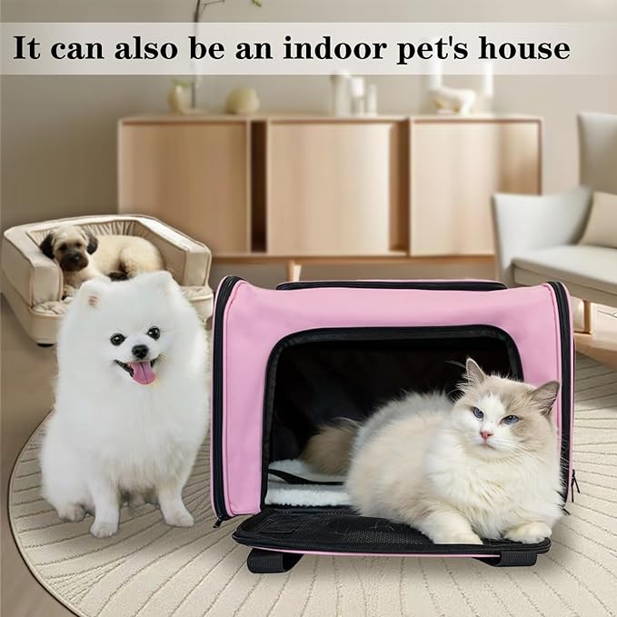 Dog Cat Carrier Pet Carriers for Small Medium Large Cats Dogs Carrier Soft Sided Small Puppy Dog Carrier Portable Foldable Airline Approved Dog Cat Travel Carrier Pink Medium