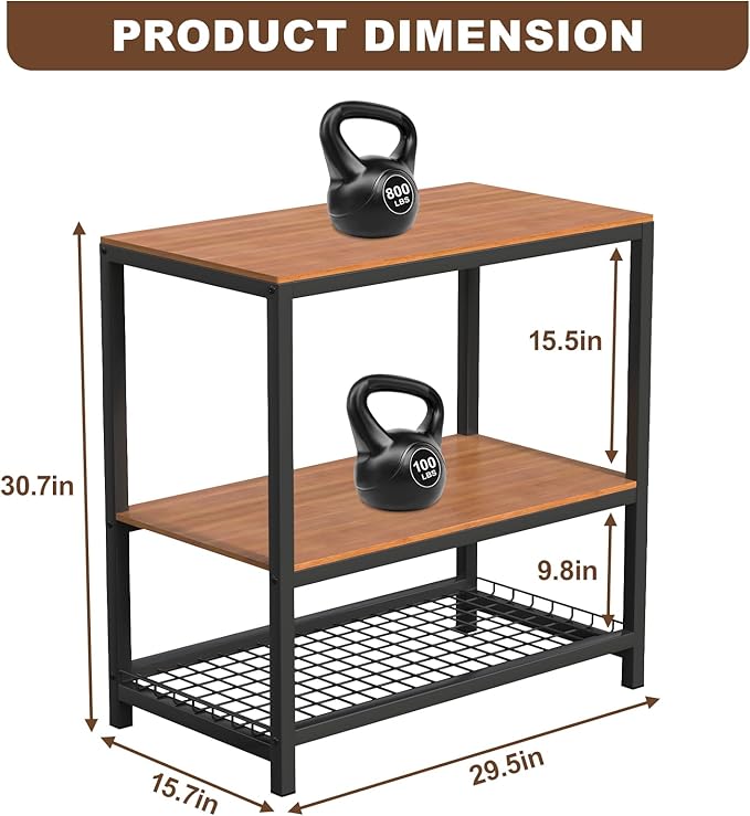 20 Gallon Aquarium Stand, 20 Gallon Fish Tank Stand, 29.5" L x 15.7" W x 30.7" H Metal Frame Reptile Tank Stand, Fish Tank Table Stand for Accessories Storage