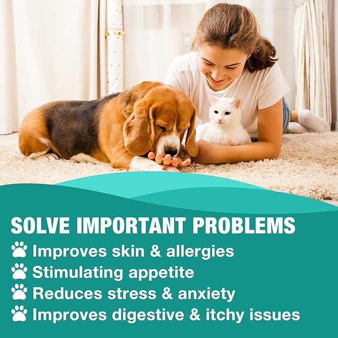 RiRywony Hemp Oil for Dogs and Cats - Help Pet Anxiety Stress Pain Arthritis Aggressive Relax Sleep Allergies Seizure Calming Relief - Treats Chews Drops for Joint & Hip Health - Made in USA