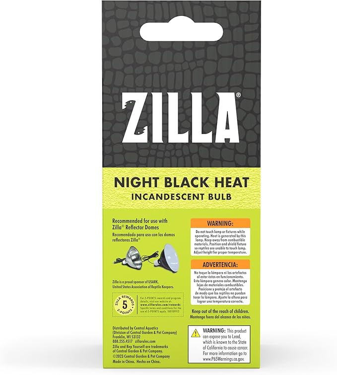 Zilla Reptile Terrarium Incandescent Heat Bulb, Night Black, 50 Watts