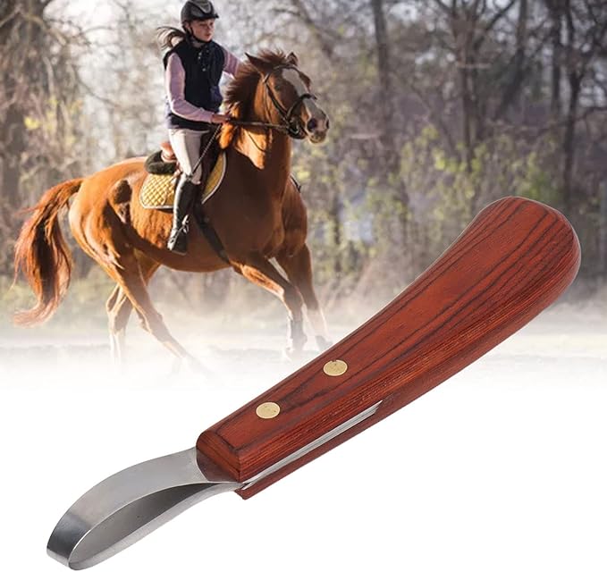 Hoof Trimmer Shears Stainless Hoof Knife Loop Oval Hoof Knife Steel Cutter Rubber Wood Handle Multipurpose