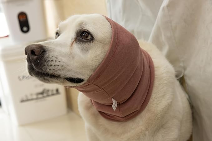 Dog Grooming Ear Cover No Flap Ear Wrap Ears Dog Neck Ear Muff Hood Dog Ear Wrap Hematoma Pail lilac+Pink M