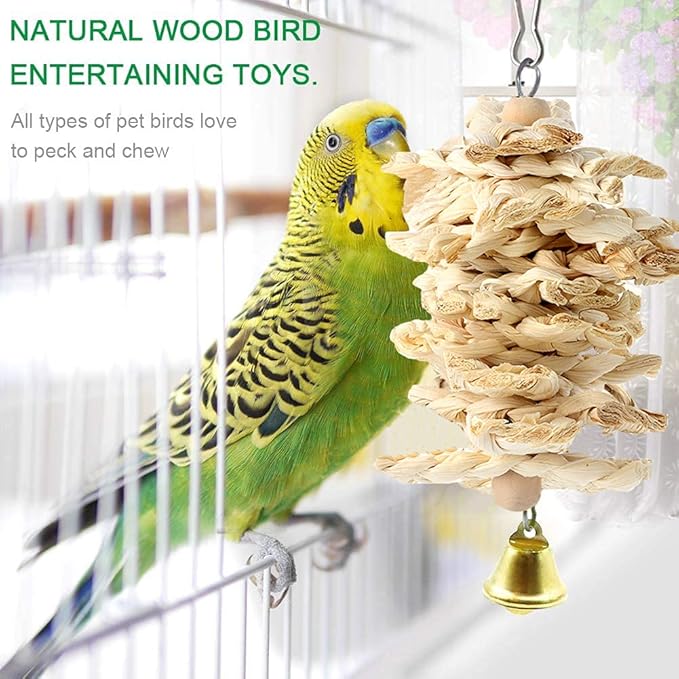 Bird Parrot Toys Swing Hanging,18 Pieces Bird Cage Accessories Toy Perch Ladder Chewing Toys Hammock for Parakeets,Cockatiels,Lovebirds,Conures,budgie,Macaws,Lovebirds,Finches and Other Small Pets