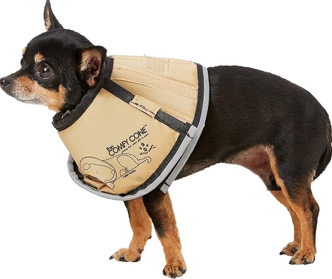 Comfy Cone Pet Cone for Dogs, Cats, X-Small, Tan - Comfortable Soft Dog Cone Collar Alternative for After Surgery, Wound Care, Spay, Neuter - Dog and Cat Recovery Collar