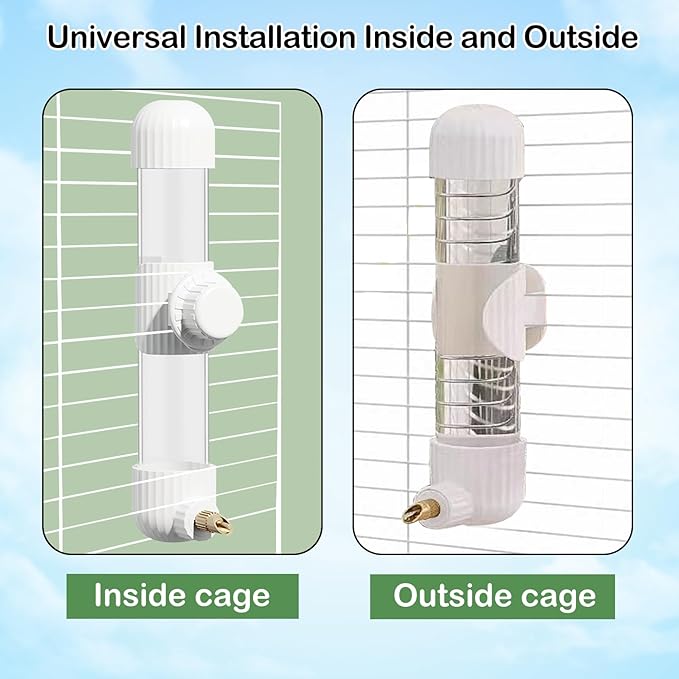 Bird Drinker Waterer Parakeet Water Dispenser for Cage Bird Drinking Water Bottle Parrot Automatic Drinking Device for Budgie Cockatiel Lovebirds Canary Finch (White/9.87 OZ)