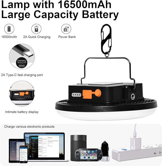 16500mAh 60W Rechargeable Camping Light with Remote 3000LM 2700/4000/6500K LED Camping Lantern Portable Waterproof Tent Light Power Failure Emergency Survival Kits for Fathers Day Gift