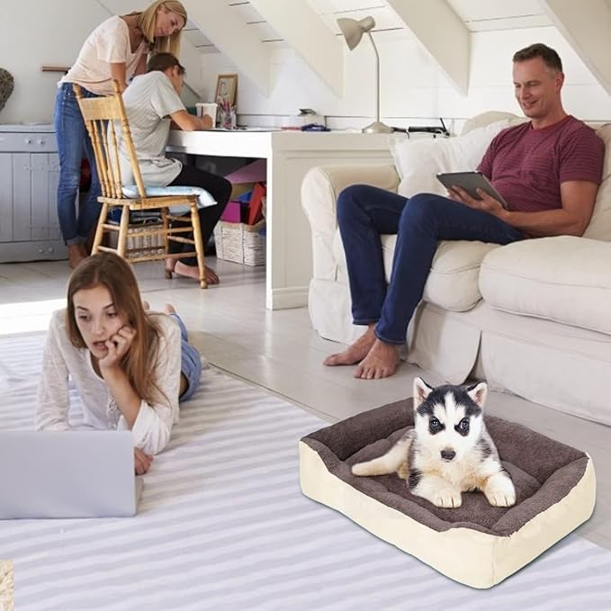 PUPPBUDD Dog Beds for Medium Dogs, Washable Dog Bed Comfortable and Breathable Pet Bed Rectangle Warming Dog Bed for Medium Dogs