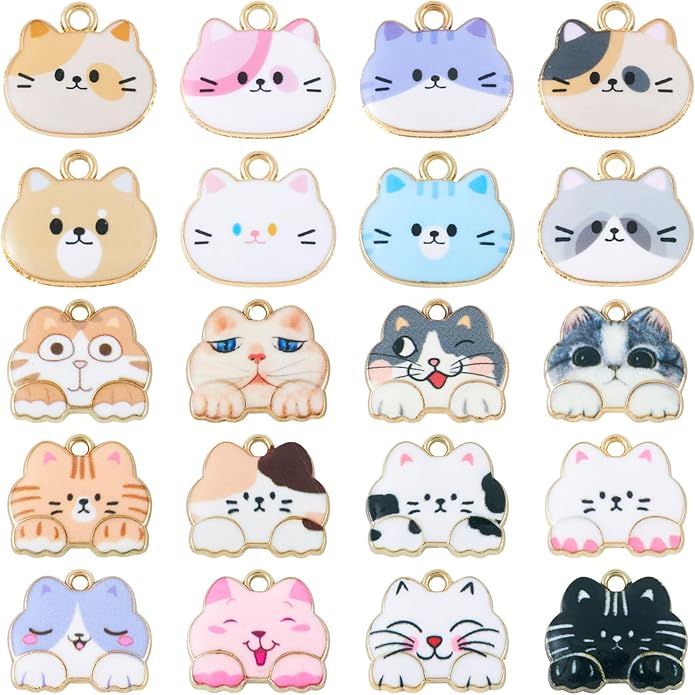 Enamel Animal Theme Charm Flower Cattle Head Cat Butterfly Fox Tortoise Charms Pendants for Earring Necklace Bracelet Keychain Jewelry Craft Making