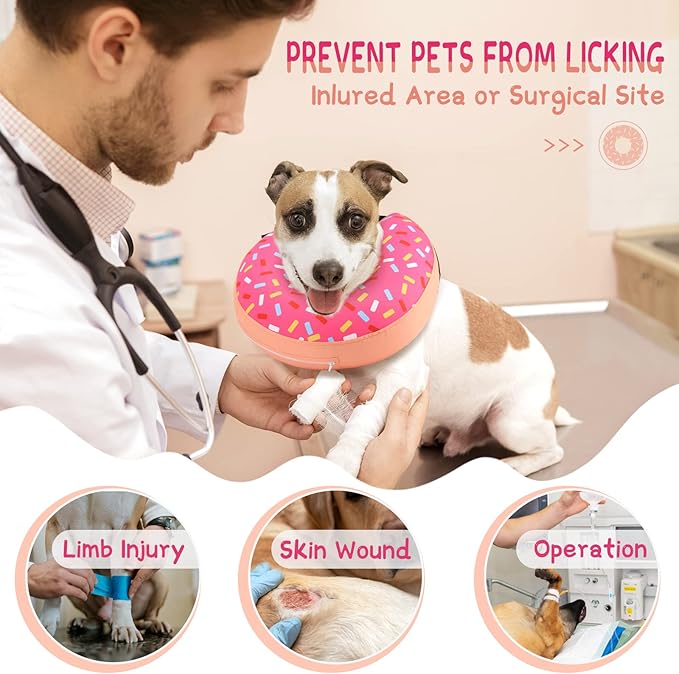 Supet Inflatable Dog Cone Collar for Medium Small Dogs, Soft Cone Collar for Dogs Cats, E Collar Dog Neck Donut Dog Puppy Doggie Cone Alternative After Surgery