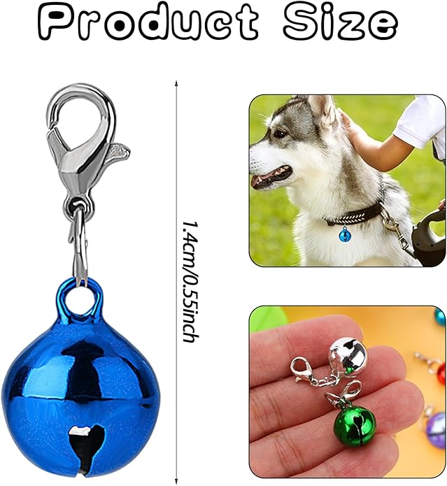 10 Pcs Cat Dog Collar Bells Pet Bell for Cat Collar Dog Collar Colourful Kitten Puppy Small Bells with Clasps Collar Accessories Festival Party DIY Crafts Christmas Decoration